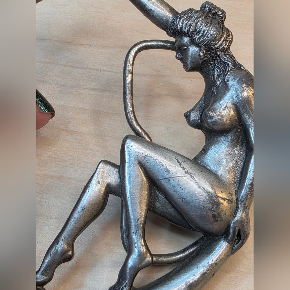 Vintage 1979 Bergamot Brass Works Moon Goddess Belt Buckle - Nude Lady W-49 USA - Picture 7 of 10
